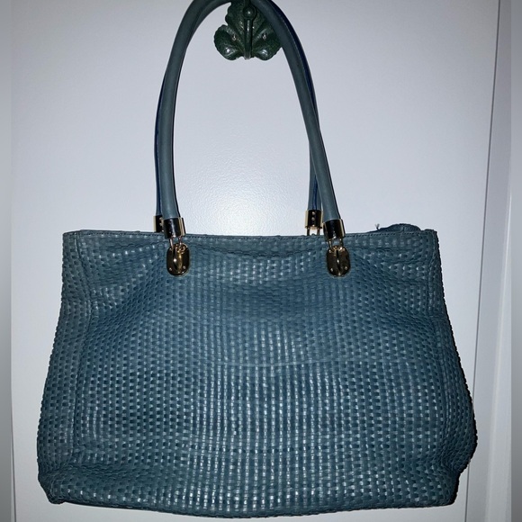 Cole Haan Elegant Atmosphere Blue Benson Woven Tote Bag Purse